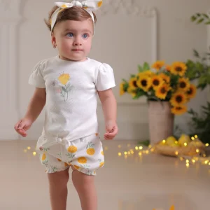 آستین کوتاه دخترانه طرح فلورا