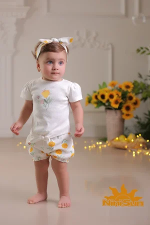 آستین کوتاه دخترانه طرح فلورا