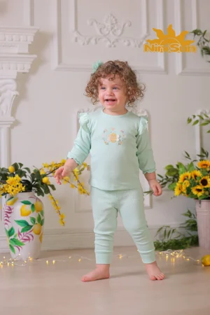 آستین بلند دخترانه طرح فلورا