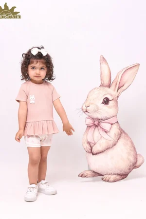 آستین کوتاه دخترانه طرح هپی