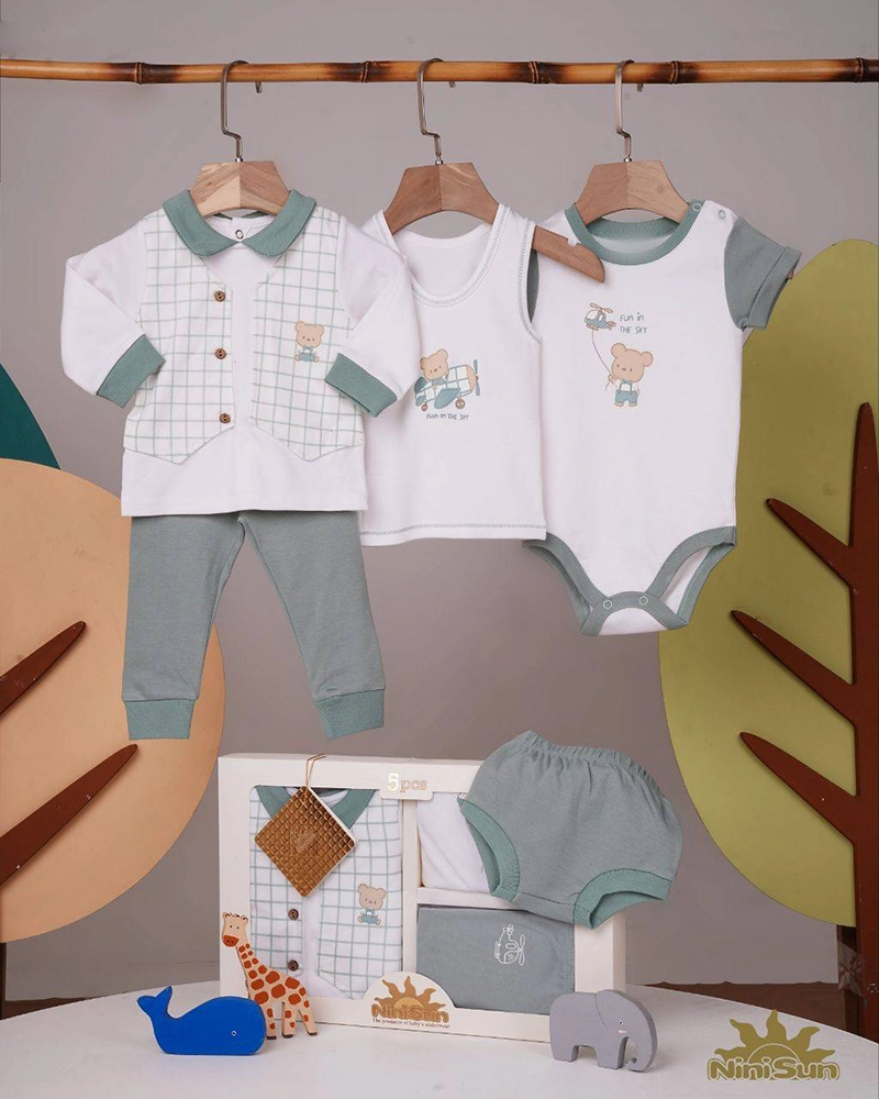 ست 5 تیکه جعبه ای خرس و فضا نی نی سان